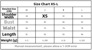 Detailed size chart for women top showing bust waist and length in centimeters