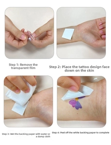 Step-by-step tutorial for applying waterproof butterfly cartoon tattoo stickers for kids