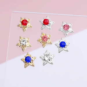 Star Nail Art Charms Alloy Rhinestone Five Pointed Star DIY Manicure Decorations Sparkling Jewelry Accessories Sweet Ins Style