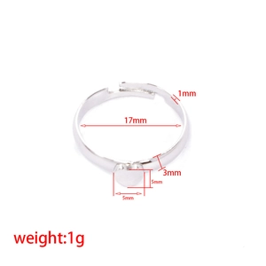 Plan détaillé des dimensions de la bague coeur argentée, largeur 3mm et diamètre 17mm