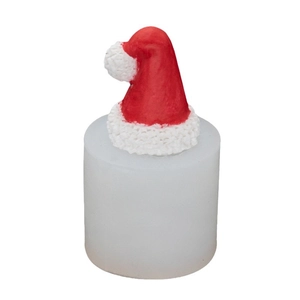 3D Santa hat silicone mold for DIY Christmas candles and resin crafts in white finish