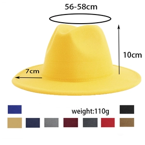 Classic yellow wool felt fedora hat for men and women with multi-color options available