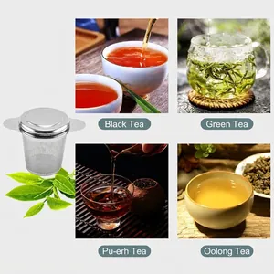 304 stainless steel tea infuser with fine mesh lid and double handles for loose leaf tea