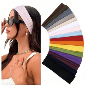 Elastic sports headbands in multiple solid colors for yoga and fitness training
