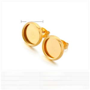 Detailed view of 12mm stainless steel cabochon earring base settings for DIY jewelry