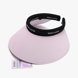 Purple PVC wide brim sun visor hat with UV intensity sensor card for outdoor protection