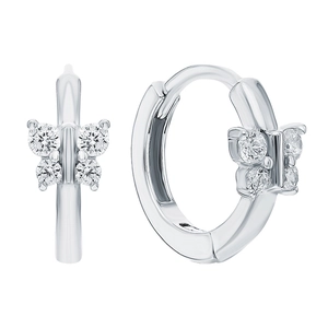 S925 sterling silver butterfly hoop earrings with micro-inlaid cubic zirconia