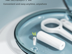 Detail of blue orthodontic storage box with F22 fast charging port and internal tools