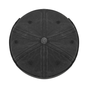 Vintage washed black cotton miki hat with six-panel construction and breathable eyelets