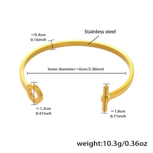 Detailed dimension guide for 18k gold plated stainless steel toggle clasp bracelet