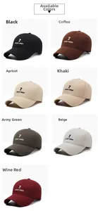 Detailed grid view showcasing various colors of washed cotton embroidered baseball caps