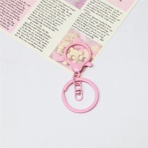 Pink lacquer metal lobster clasp and key ring set for DIY jewelry and bag accessories
