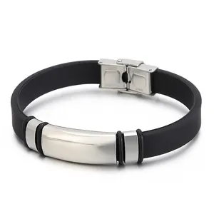 Men Fashion Multi Layer Braided Cowhide Leather And Silicone Bracelet With Stainless Steel Clasp Trendy Masculine Accessory