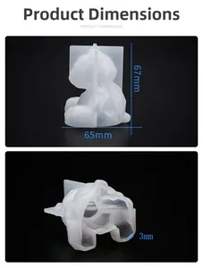 Macro detail of geometric bear silicone mold for DIY resin crafts with 67mm height