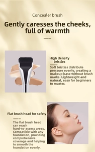 Detailed macro view of a high-density flat concealer brush with soft fiber bristles