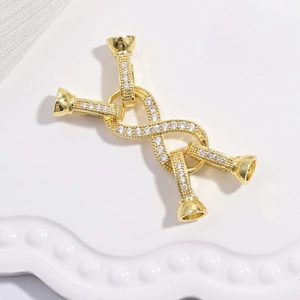 18K gold plated infinity connector with cubic zirconia for DIY jewelry making