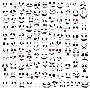Halloween pumpkin Jack Skellington stickers with various facial expressions for party decor