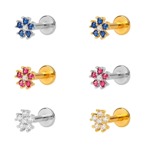 925 Sterling Silver Snowflake Floral Stud Earrings For Women Rhinestone Screw Flat Back Korean Minimalist Fashion Jewelry