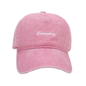 Pink washed cotton baseball cap with Everyday embroidery and vintage soft top style