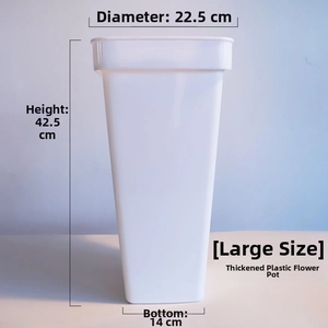 Detailed size specifications for large white thick plastic floral vase with dimensions