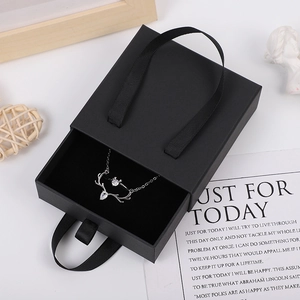 Silver antler necklace with zircon in a minimalist black drawer jewelry gift box