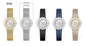 Eleganti orologi Scottie da donna in cinque colori con lunetta in strass e quadrante da 32 mm
