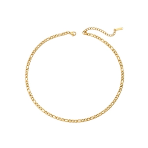 Classic gold-plated stainless steel Figaro chain necklace with a lobster clasp closure
