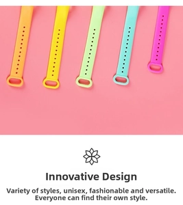 Macro shot of colorful silicone wristbands for M4 digital watches in various vibrant colors