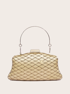 Rhinestone Evening Clutch Bag Quilted Velvet Satin Handbag Metal Ring Handle Chain Strap For Party Wedding Women Elegant
