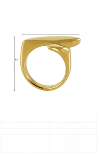 Detailed size specifications for a 18K gold plated titanium steel geometric ring