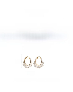 Detailed size specifications for French vintage round pearl earrings with alloy and rhinestones