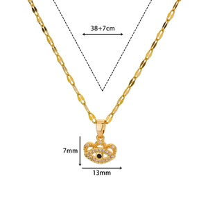 Detailed size chart of the gold Evil Eye necklace with dimensions 38+7cm and 13x7mm