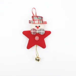 Stella decorativa per albero di Natale con pupazzo di neve e campanellino d'oro, 19x10cm