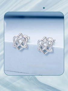 Detail view of heart Celtic knot earrings showing the S925 sterling silver hallmark