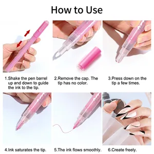 How to use the pink acrylic nail art graffiti marker pen for DIY manicures and drawing