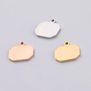 Three geometric octagon pendants in silver, rose gold, and gold for DIY jewelry making