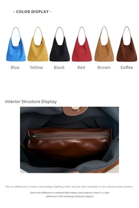 Detailed view of the large tote bag internal structure and color display of six variants
