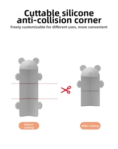 Paraspigoli in silicone grigio a forma di orso con design ritagliabile per bimbi