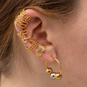 Clip D'oreille En Acier Inoxydable Plaqué Or 18K Tressé Non Percé Irrégulier Géométrique Bijoux Pour Femmes