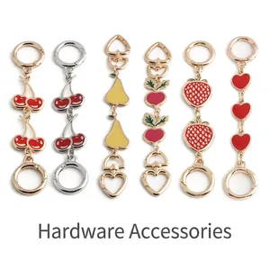 Selection of fruit enamel bag charms with lobster clasps for DIY purse accessories