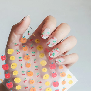 Cute Fruit Cartoon Nail Art Stickers Matte Ultra Thin Adhesive Transparent Decals For DIY Manicure Decoration Apple Lemon Design