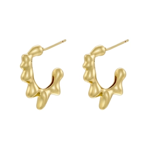 Lava-style 18K gold plated geometric drop earrings in fluid metallic design