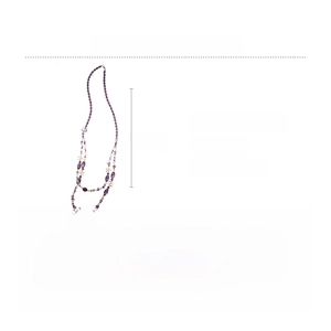 Detailed specs of double-layer purple amethyst beaded necklace, 76cm length and 53g weight