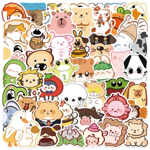 Cartoon Abstract Animal Waterproof PVC Stickers Set For DIY Laptop Guitar Luggage Decoration Kawaii Animal Decals