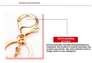 Detail of eco-friendly gold-plated metal clasp with smooth allergy-free surface