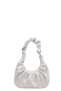 French style white pleated underarm bag for women with high-quality PU leather design
