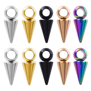 Cone Pendant Stainless Steel Geometric Spike Charm For DIY Necklace Jewelry Making Polished Vacuum Plating Punk Style
