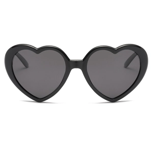 Classic black heart-shaped polarized sunglasses with glossy frames for stylish women