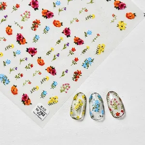 Vintage floral self-adhesive nail stickers TO-702 with retro flower patterns and sample tips