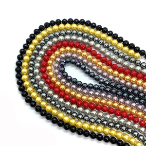 Colorful imitation pearl beads strands in black gold silver red for DIY jewelry making